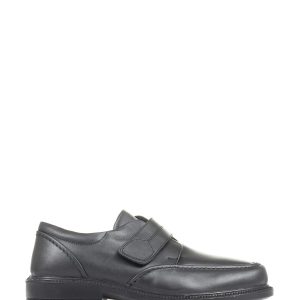 VET379 Adjustable Wide Fit Black Leather Shoes