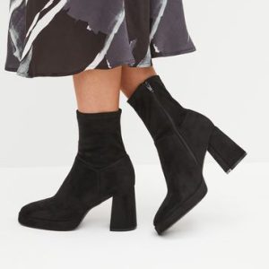 VET2186 Black Platform Sock Ankle Boots