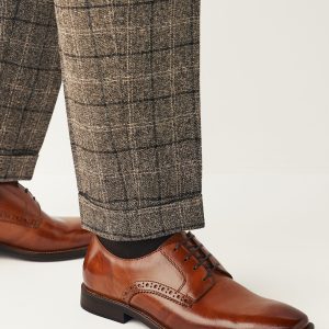 VET368 Tan Brown Wide Fit Leather Contrast Sole Derby Shoes