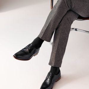 VET371 Black Leather Derby Shoes
