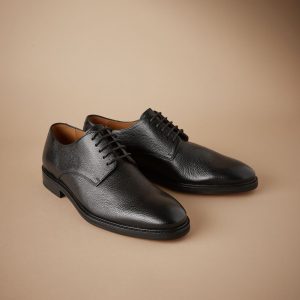 VET375 Black Signature Leather Sole Derby Shoes